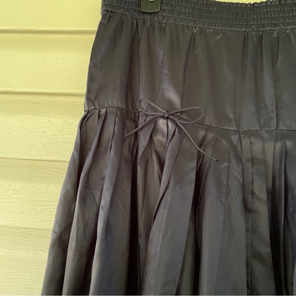 Boston Proper Navy Blue Satin A-Line Flounce Maxi Longline Skirt Size XS - Picture 6 of 9